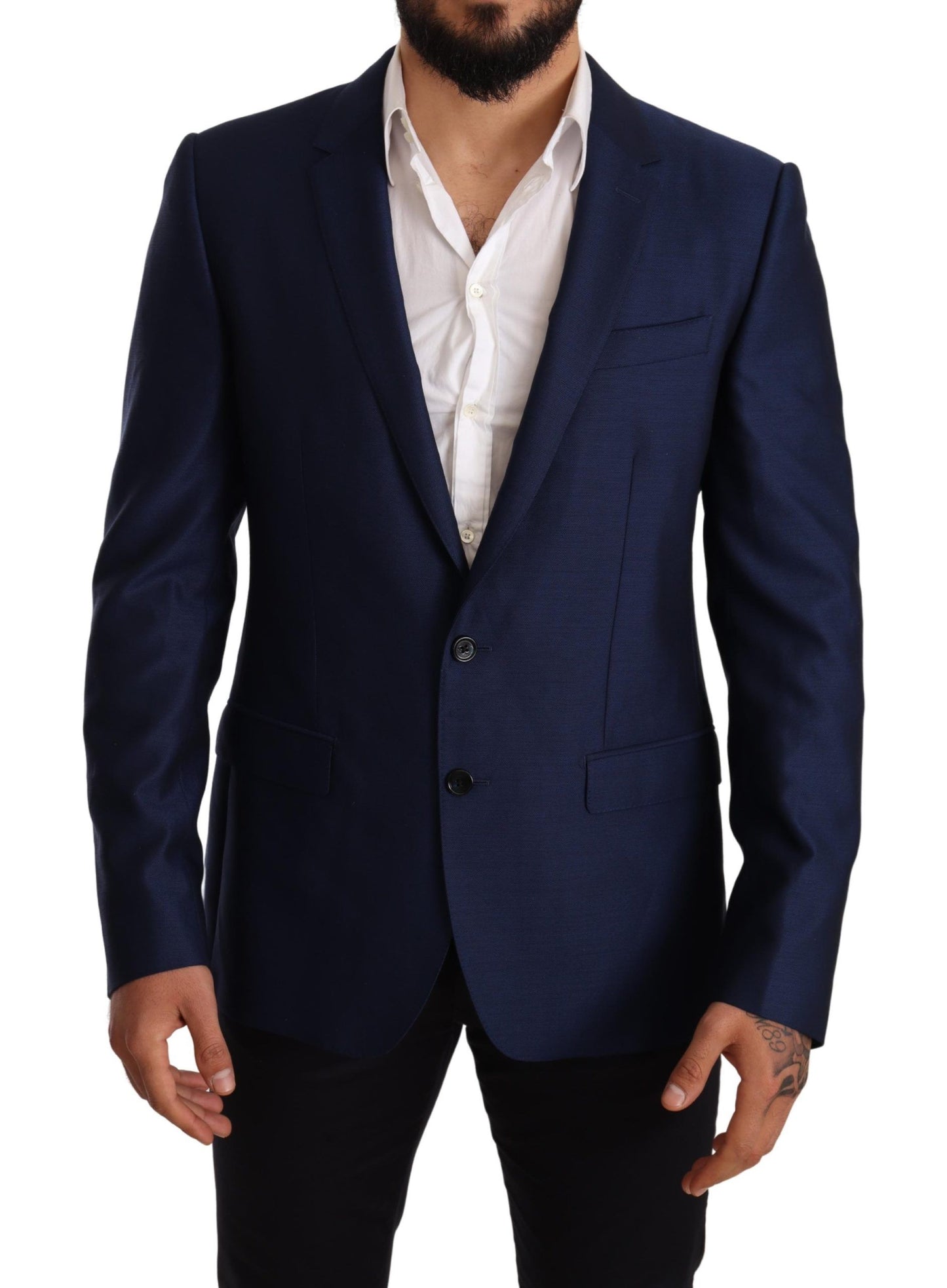 Dolce &amp; Gabbana Manteau slim en laine bleu Blazer MARTINI