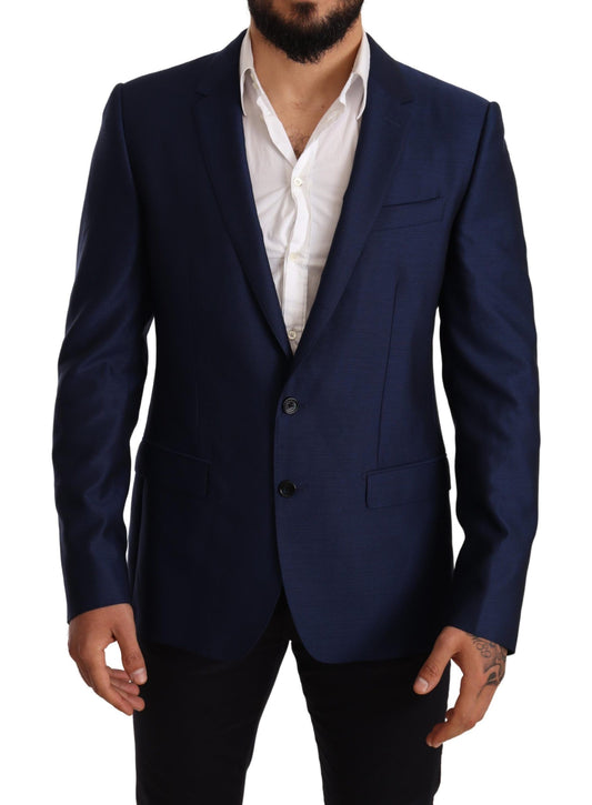 Dolce &amp; Gabbana Blue Wool Slim Fit Mantel MARTINI Blazer