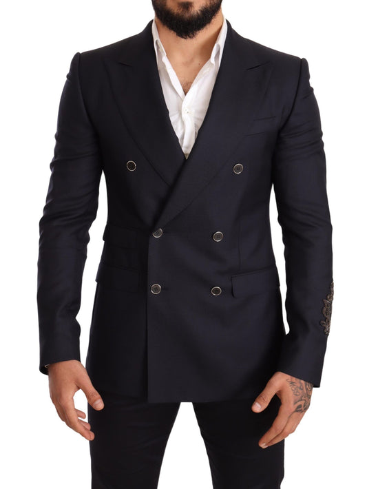 Blauer SICILIA-Blazer aus Kaschmirseide mit schmaler Passform von Dolce &amp; Gabbana