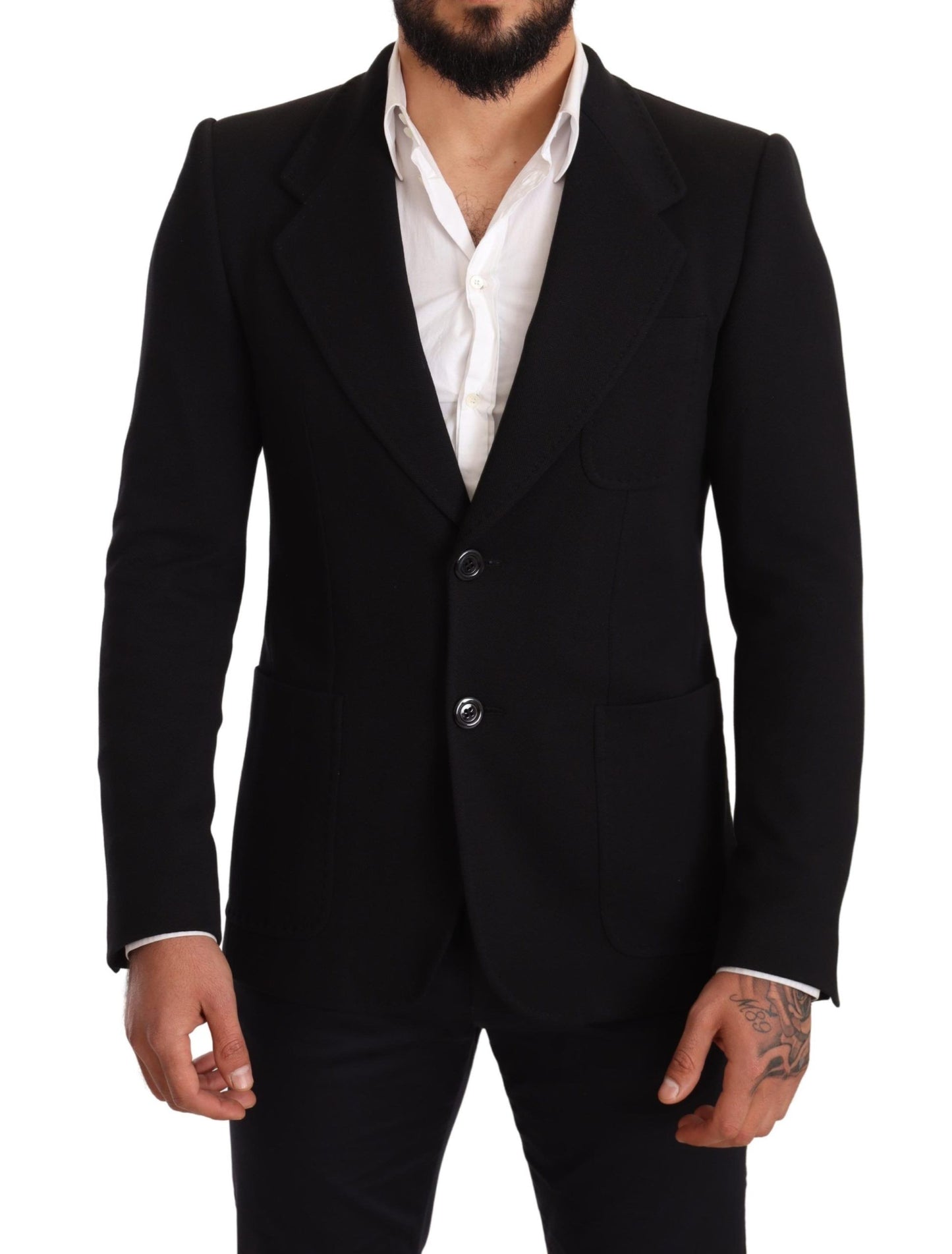 Dolce &amp; Gabbana Blazer coupe slim en coton noir