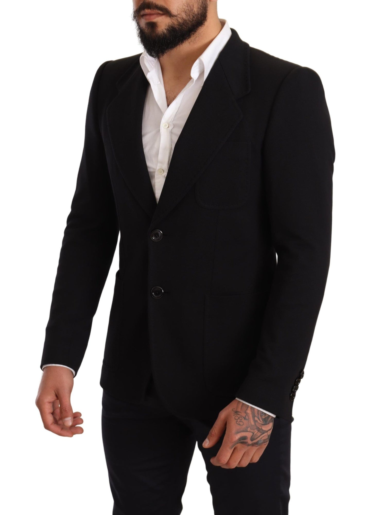 Dolce &amp; Gabbana Blazer coupe slim en coton noir