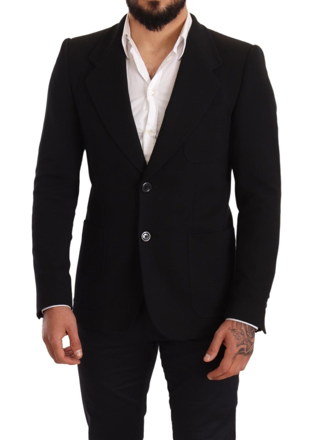 Dolce &amp; Gabbana Blazer coupe slim en coton noir