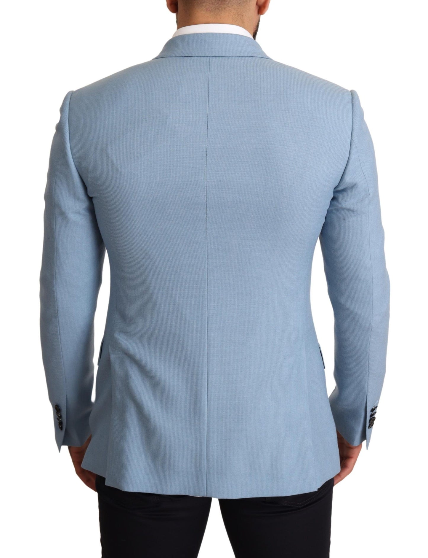 Dolce &amp; Gabbana Veste blazer coupe slim en soie et cachemire bleu