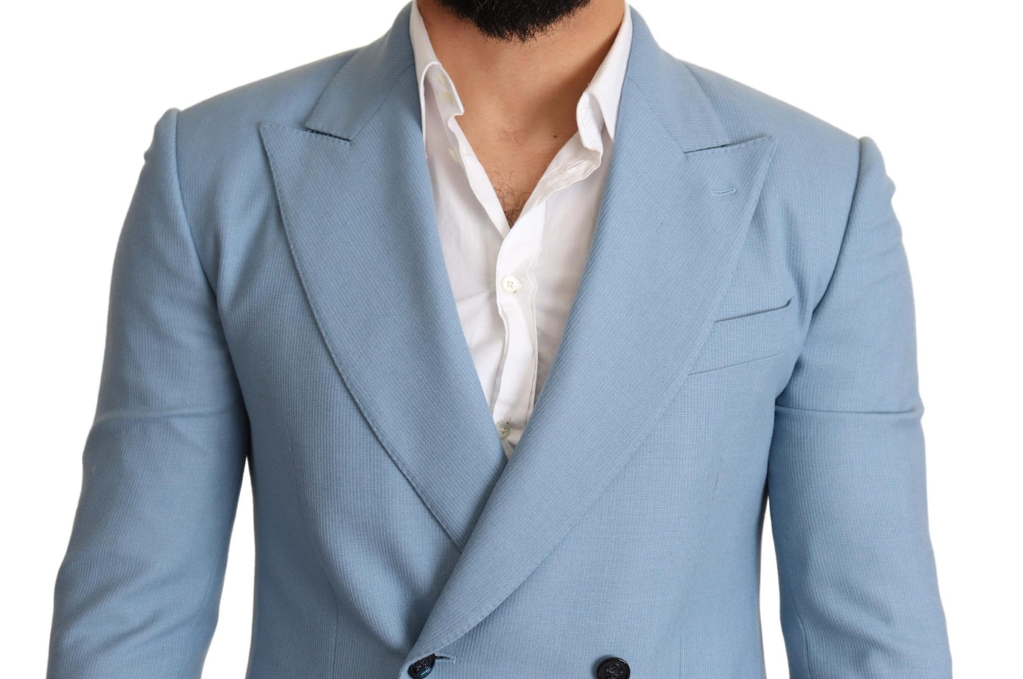 Dolce &amp; Gabbana Veste blazer coupe slim en soie et cachemire bleu