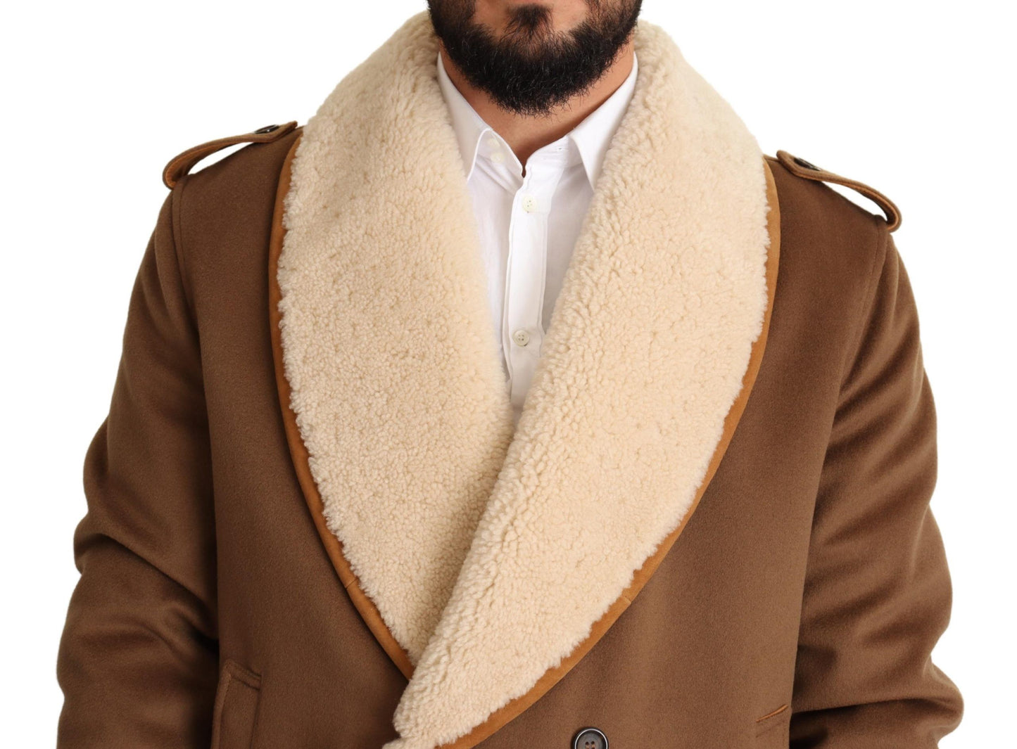 Dolce &amp; Gabbana Veste manteau en peau de mouton à double boutonnage marron