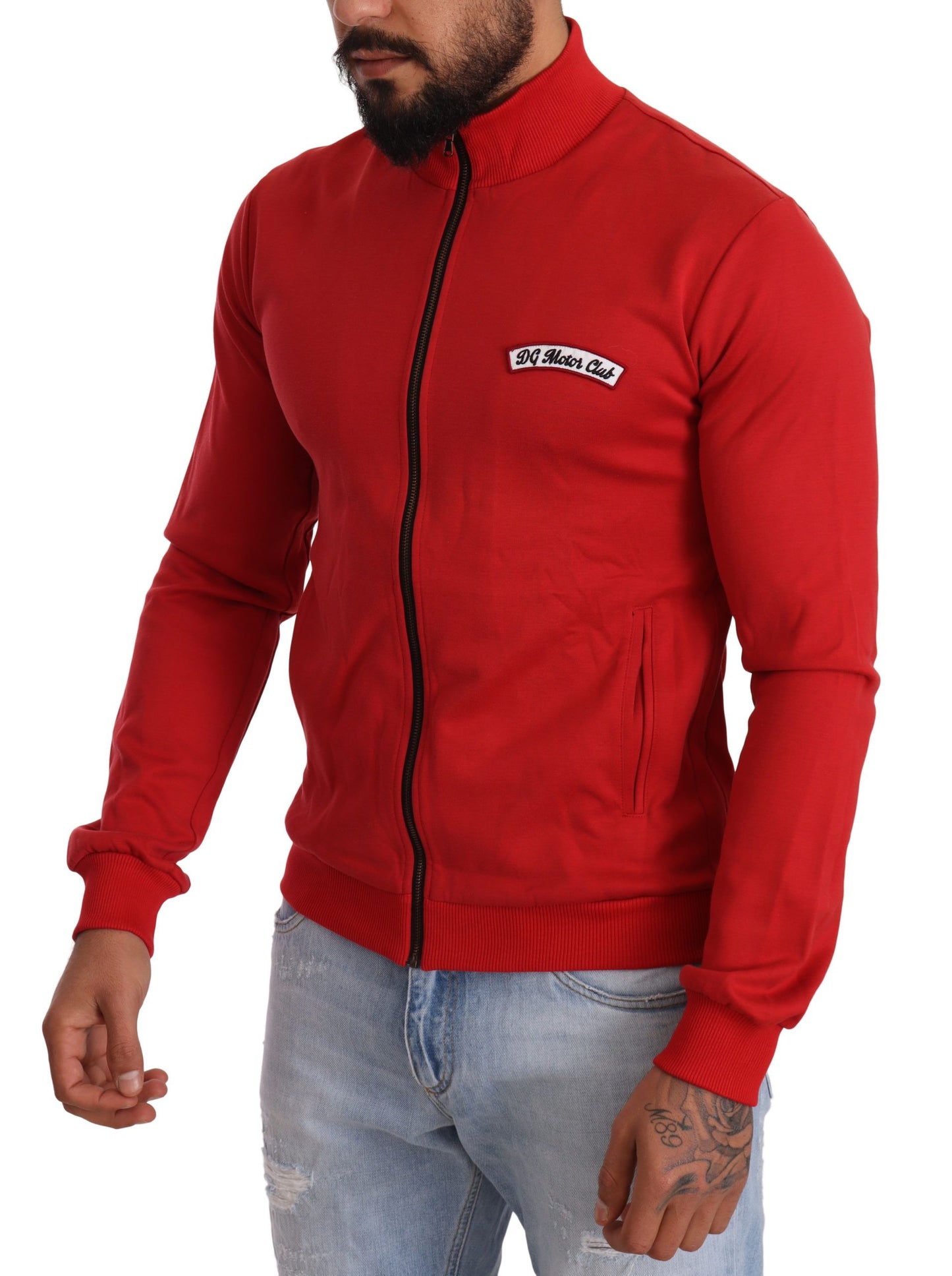 Dolce &amp; Gabbana Roter DG Motor Club Stretch-Pullover mit Reißverschluss