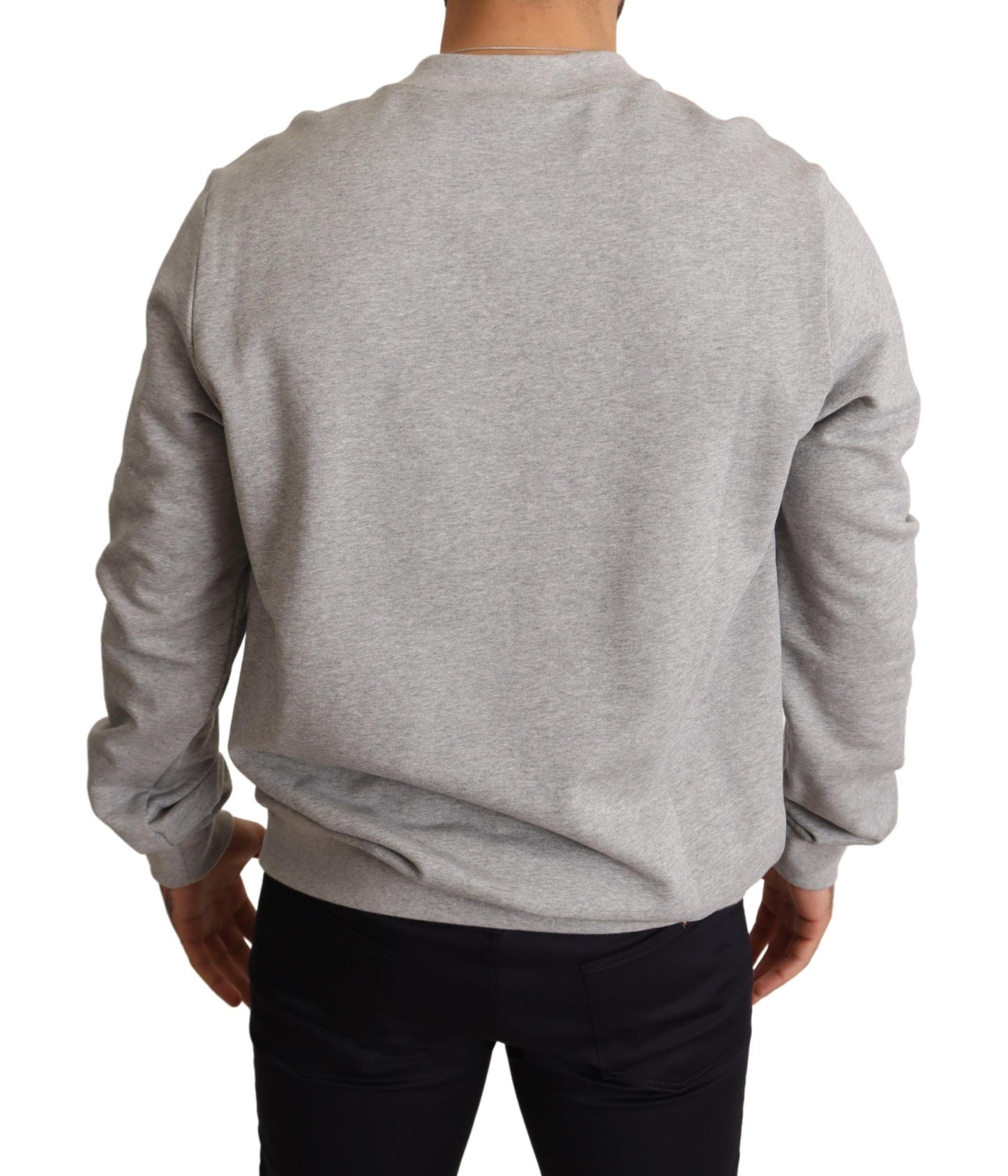 Dolce &amp; Gabbana Pull en coton imprimé Crown King gris