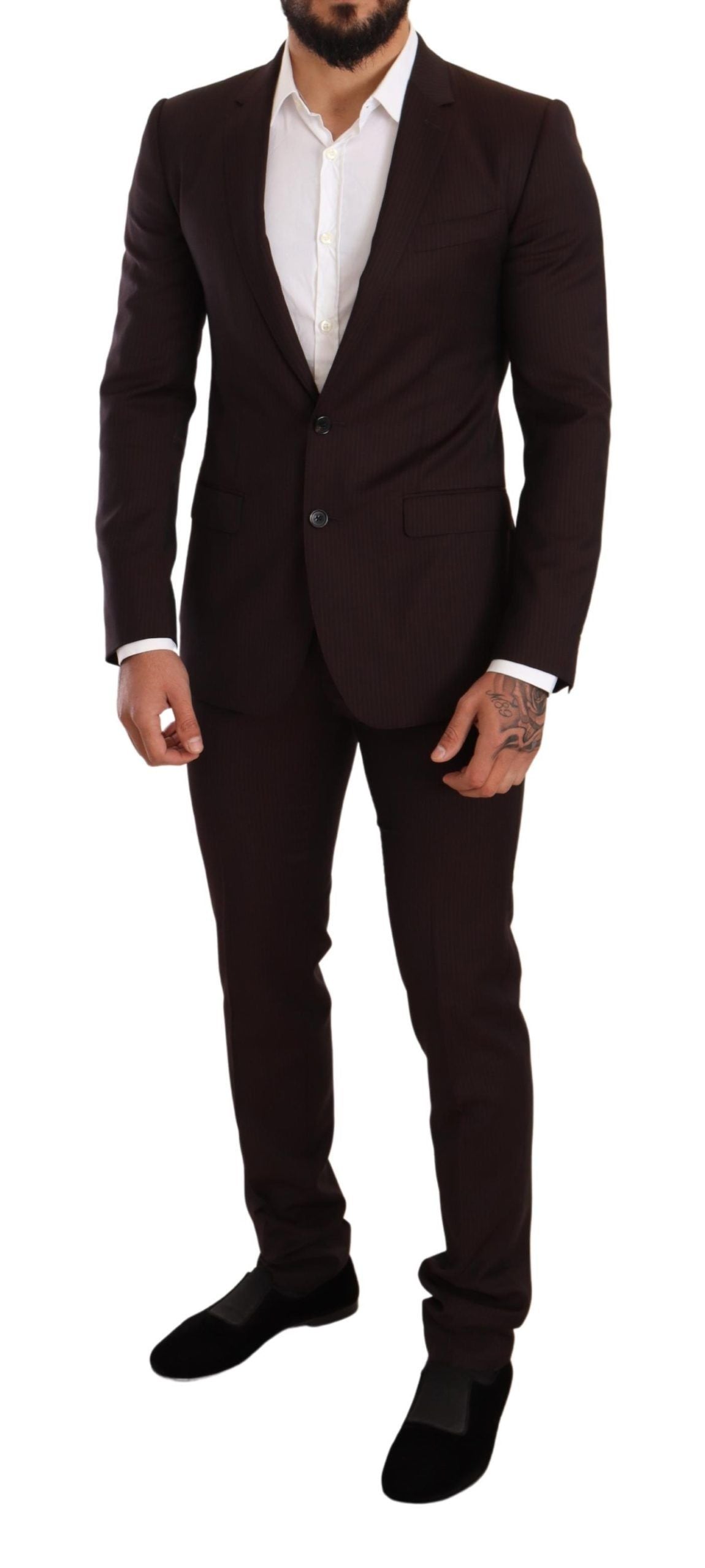 Dolce &amp; Gabbana Bordeaux-Woll-MARTINI-Slim-Fit-Anzug