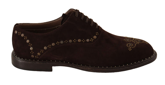 Dolce &amp; Gabbana Chaussures cloutées Marsala Derby en daim marron