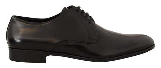 Dolce &amp; Gabbana Chaussures derby en cuir noir à lacets pour hommes