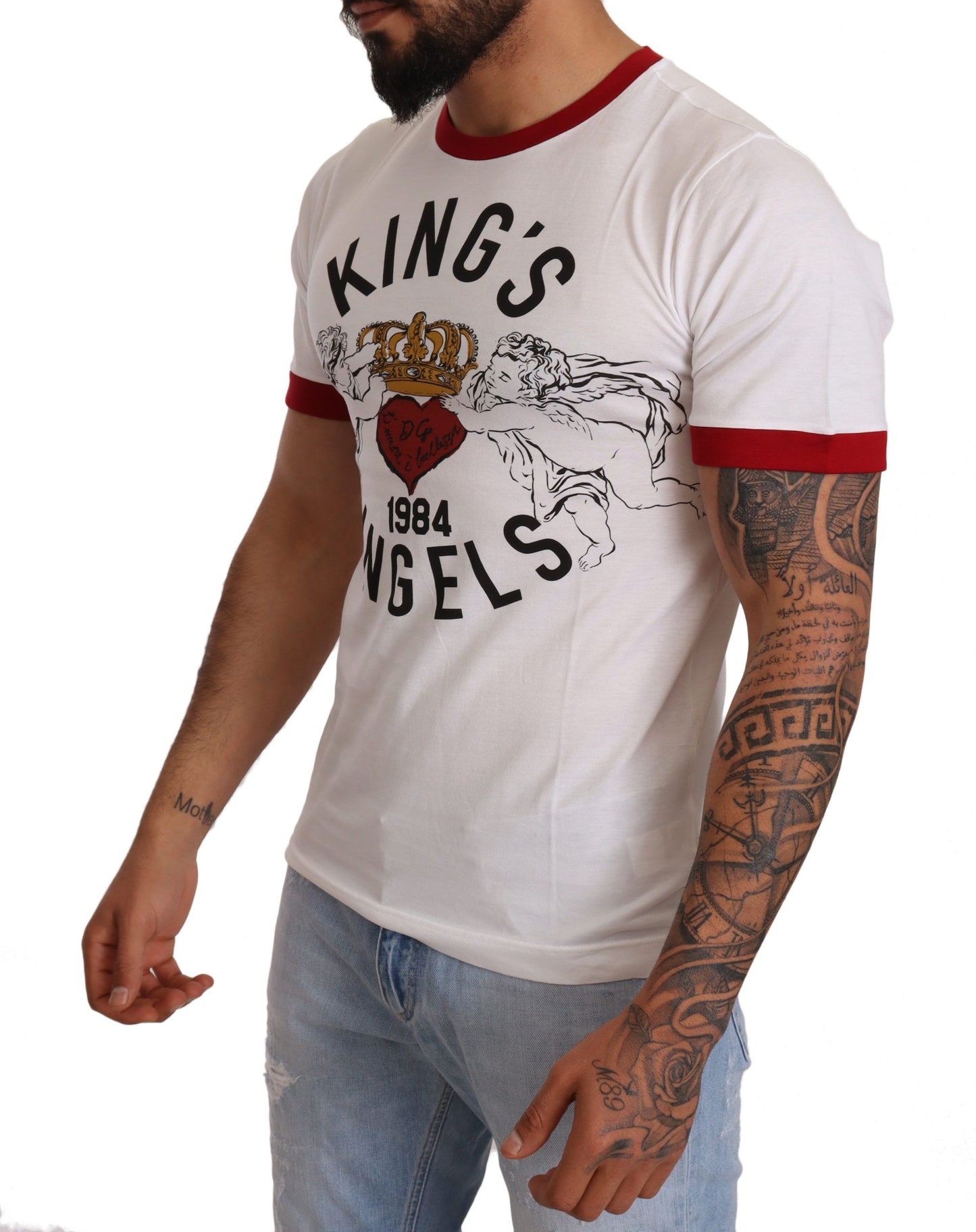 Dolce &amp; Gabbana T-shirt en coton imprimé Kings Angels blanc