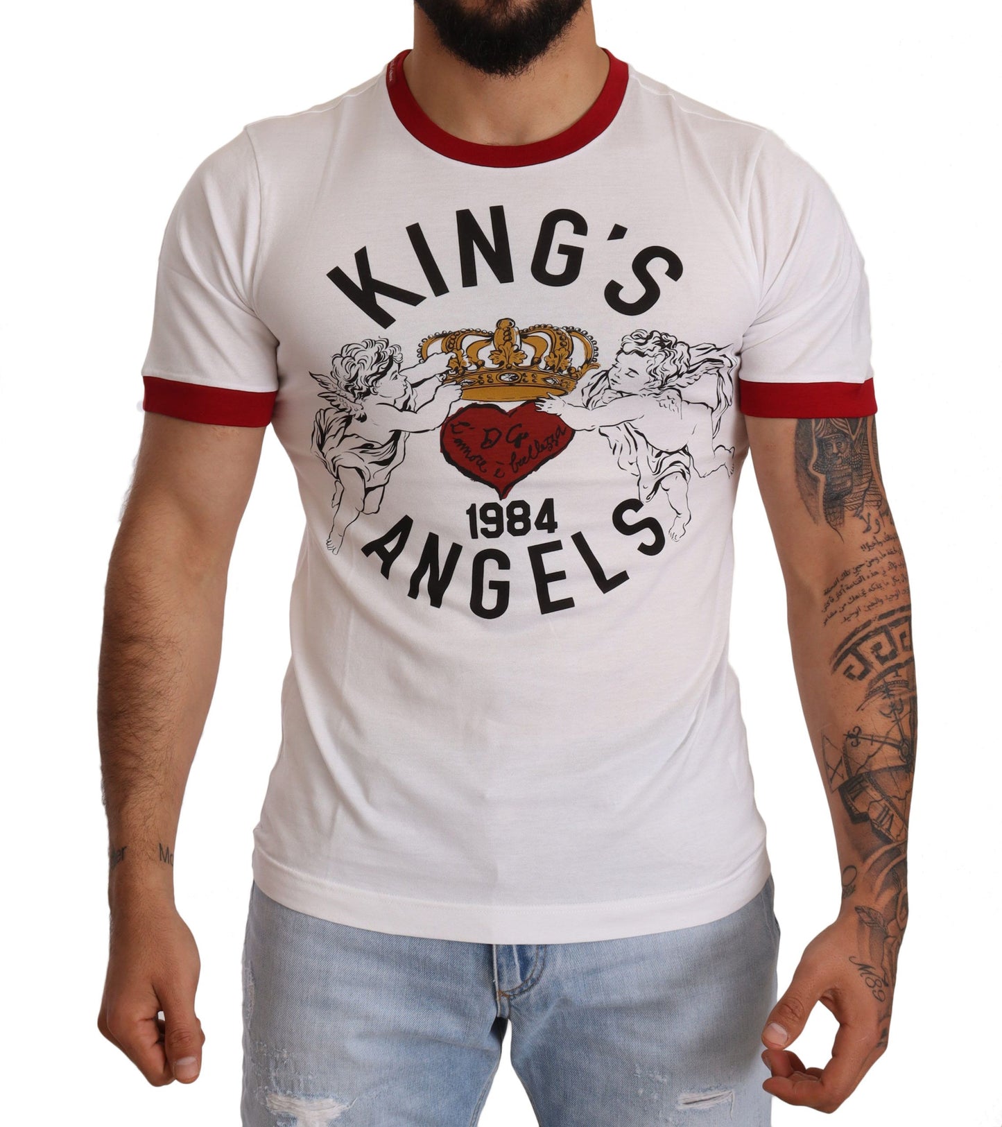 Dolce &amp; Gabbana T-shirt en coton imprimé Kings Angels blanc