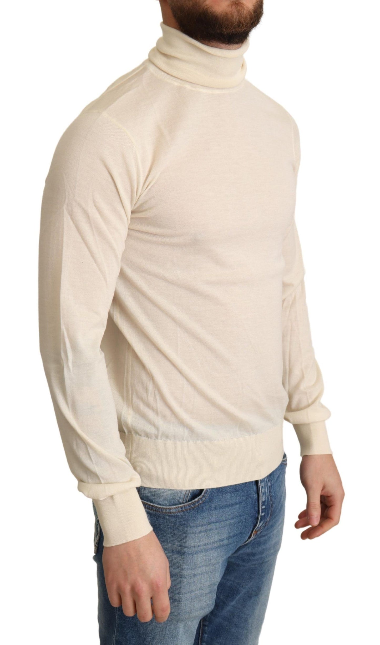 Dolce &amp; Gabbana Rollkragenpullover aus cremefarbenem Kaschmir