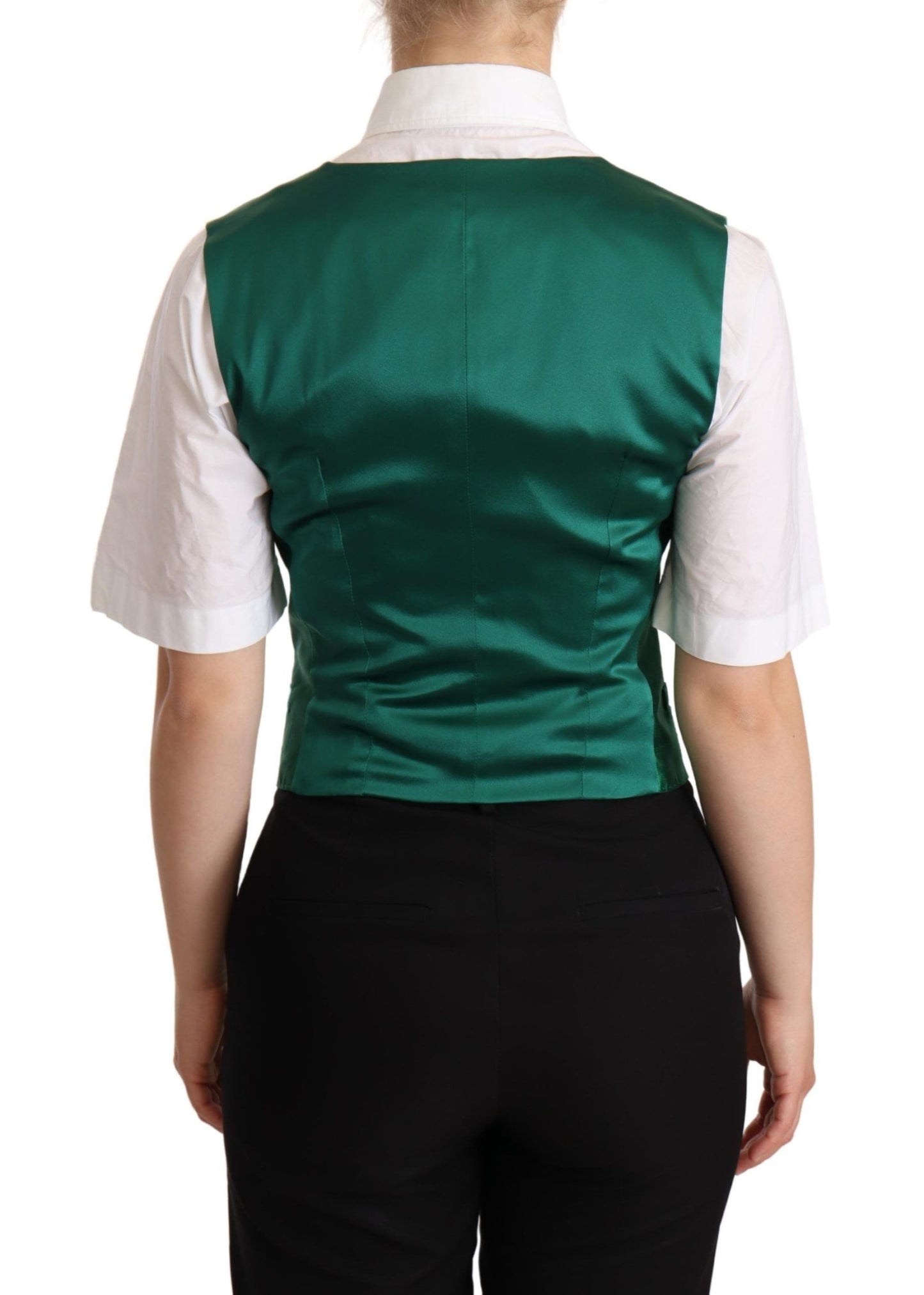 Dolce &amp; Gabbana Gilet sans manches en satin de soie vert