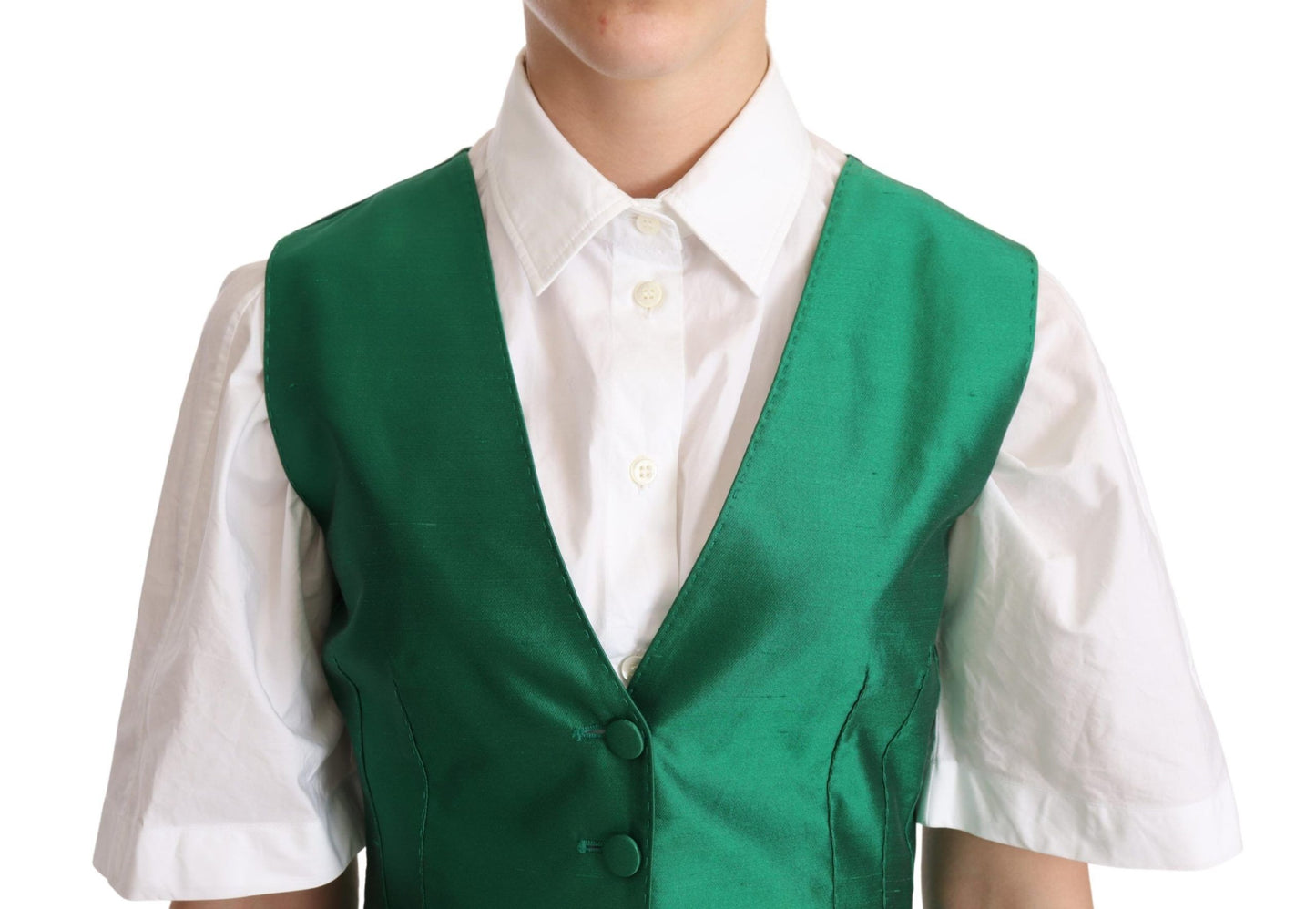 Dolce &amp; Gabbana Gilet sans manches en satin de soie vert