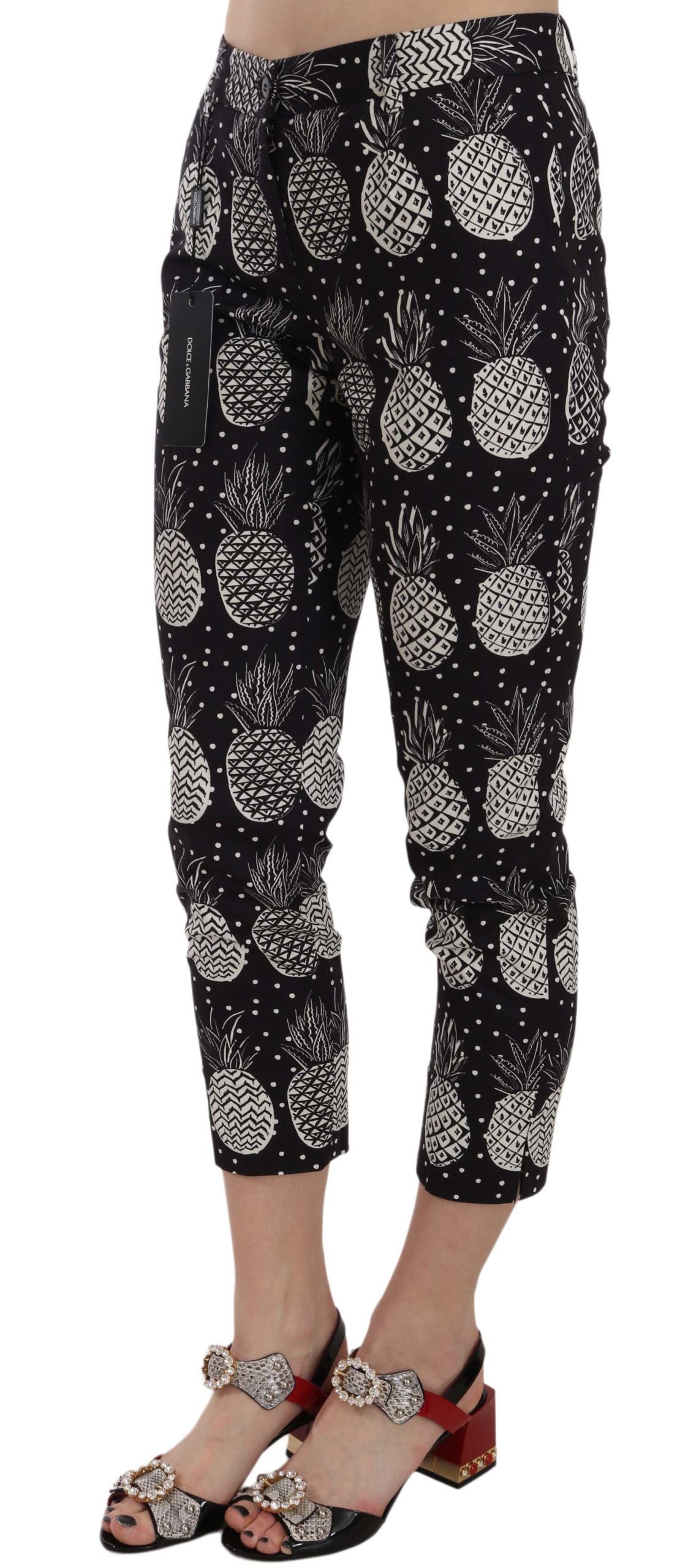 Schwarze Skinny-Caprihose mit Ananas-Print von Dolce &amp; Gabbana