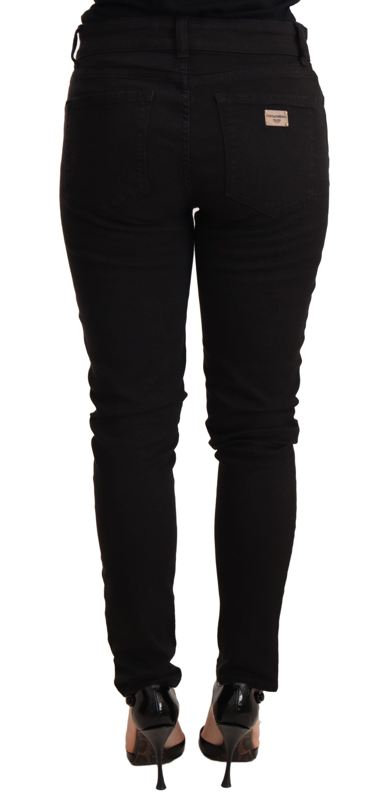 Schwarze Slim-Fit-Jeans aus Baumwollstretch-Denim von Dolce &amp; Gabbana