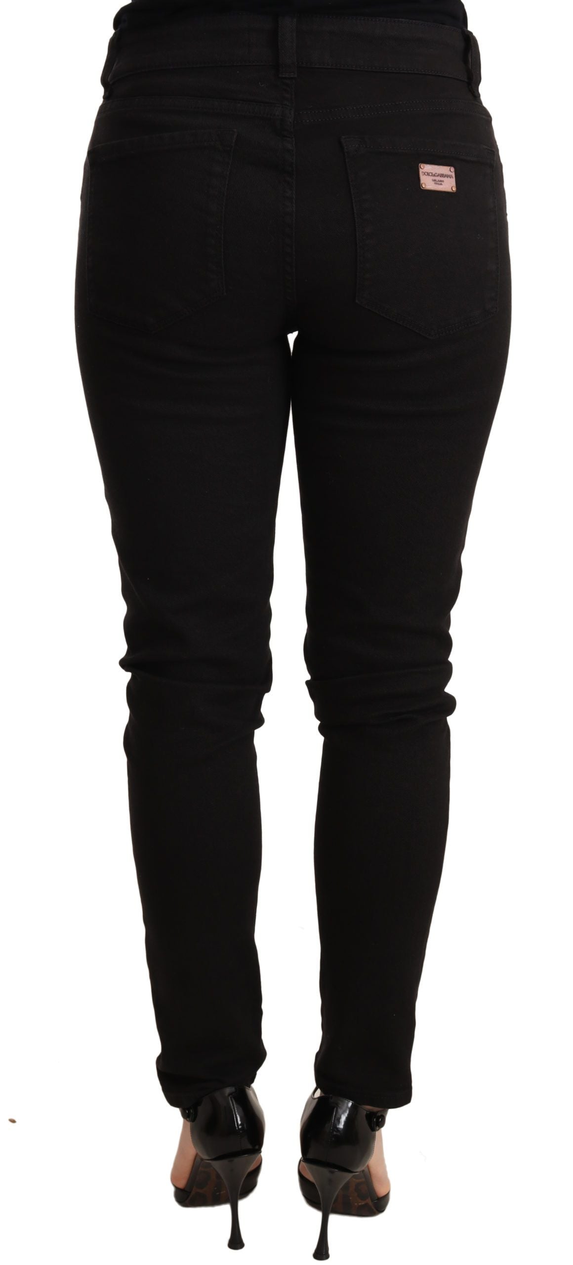 Dolce &amp; Gabbana Jean slim noir en coton denim stretch