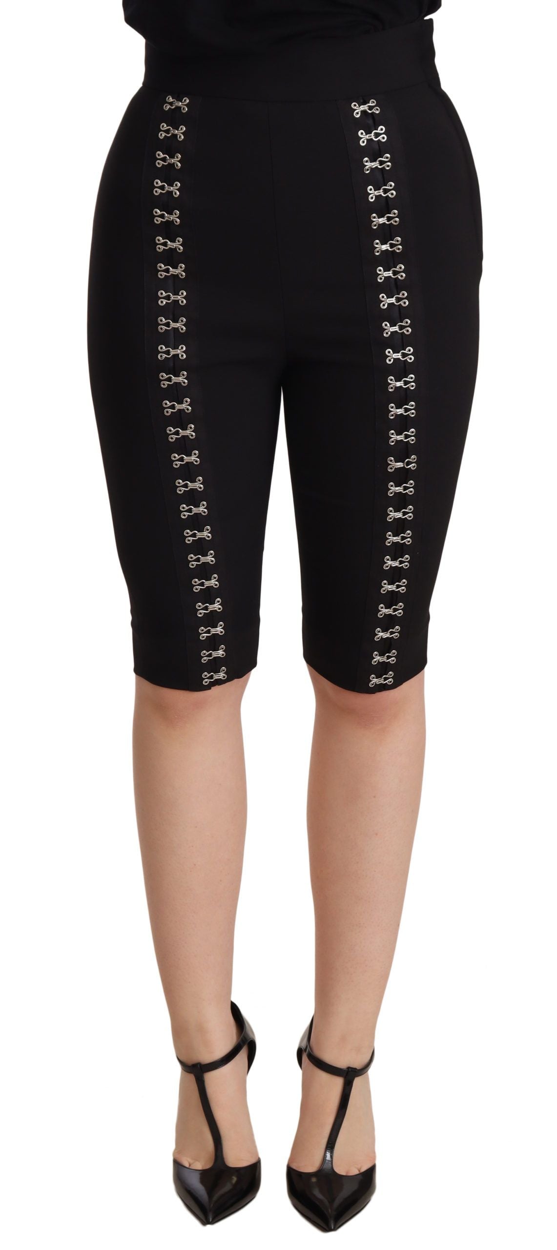 Dolce &amp; Gabbana Short taille haute extensible en laine noire