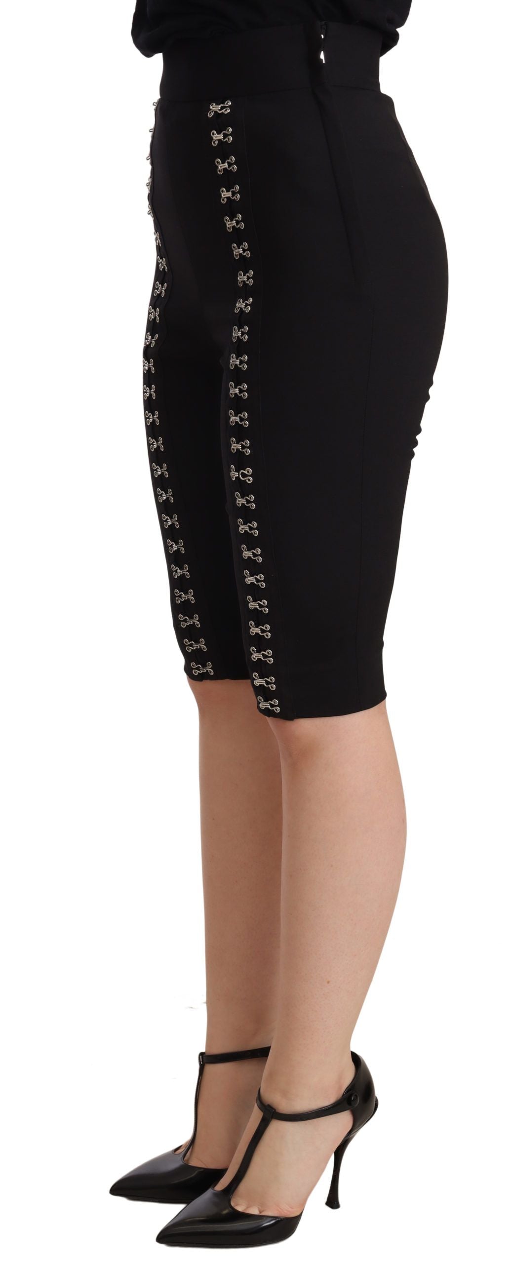 Dolce &amp; Gabbana Short taille haute extensible en laine noire