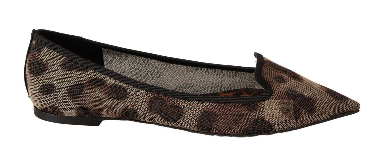 Dolce &amp; Gabbana Braune flache Ballerinas mit Leopardenmuster