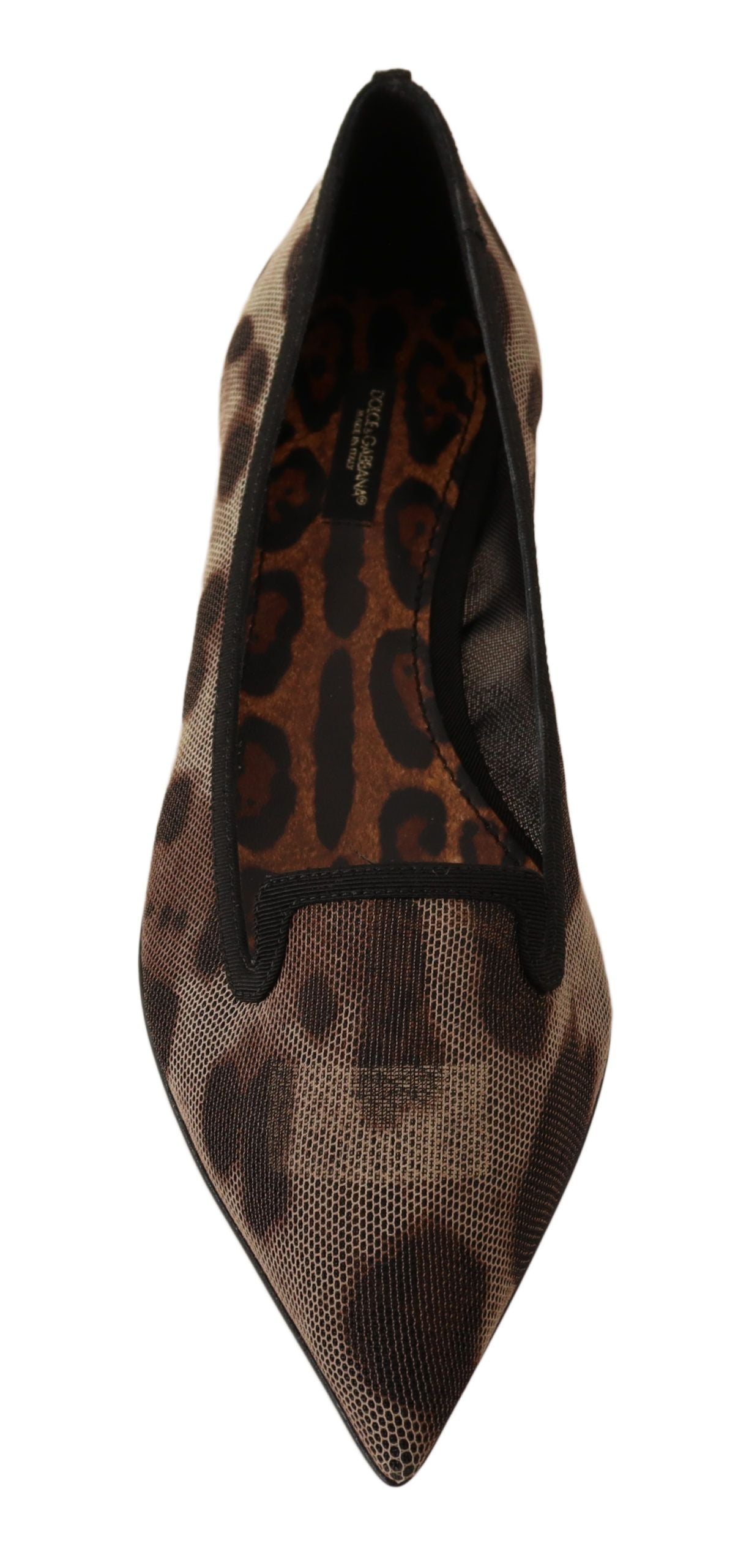 Dolce &amp; Gabbana Braune flache Ballerinas mit Leopardenmuster