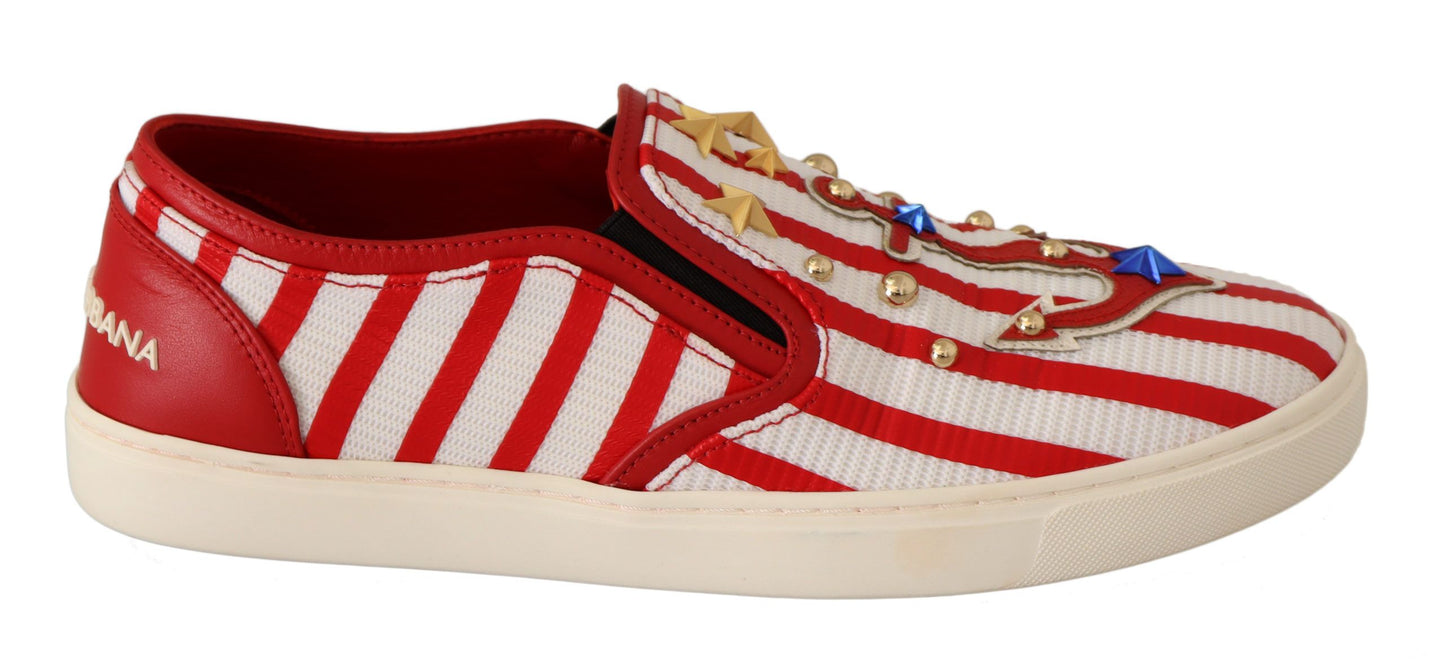 Dolce &amp; Gabbana Mocassins cloutés ancre blanche rouge