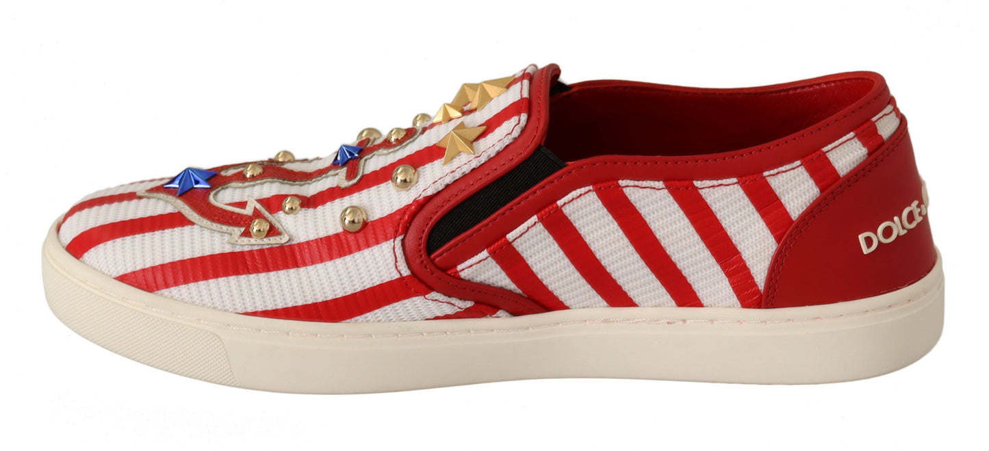 Dolce &amp; Gabbana Mocassins cloutés ancre blanche rouge