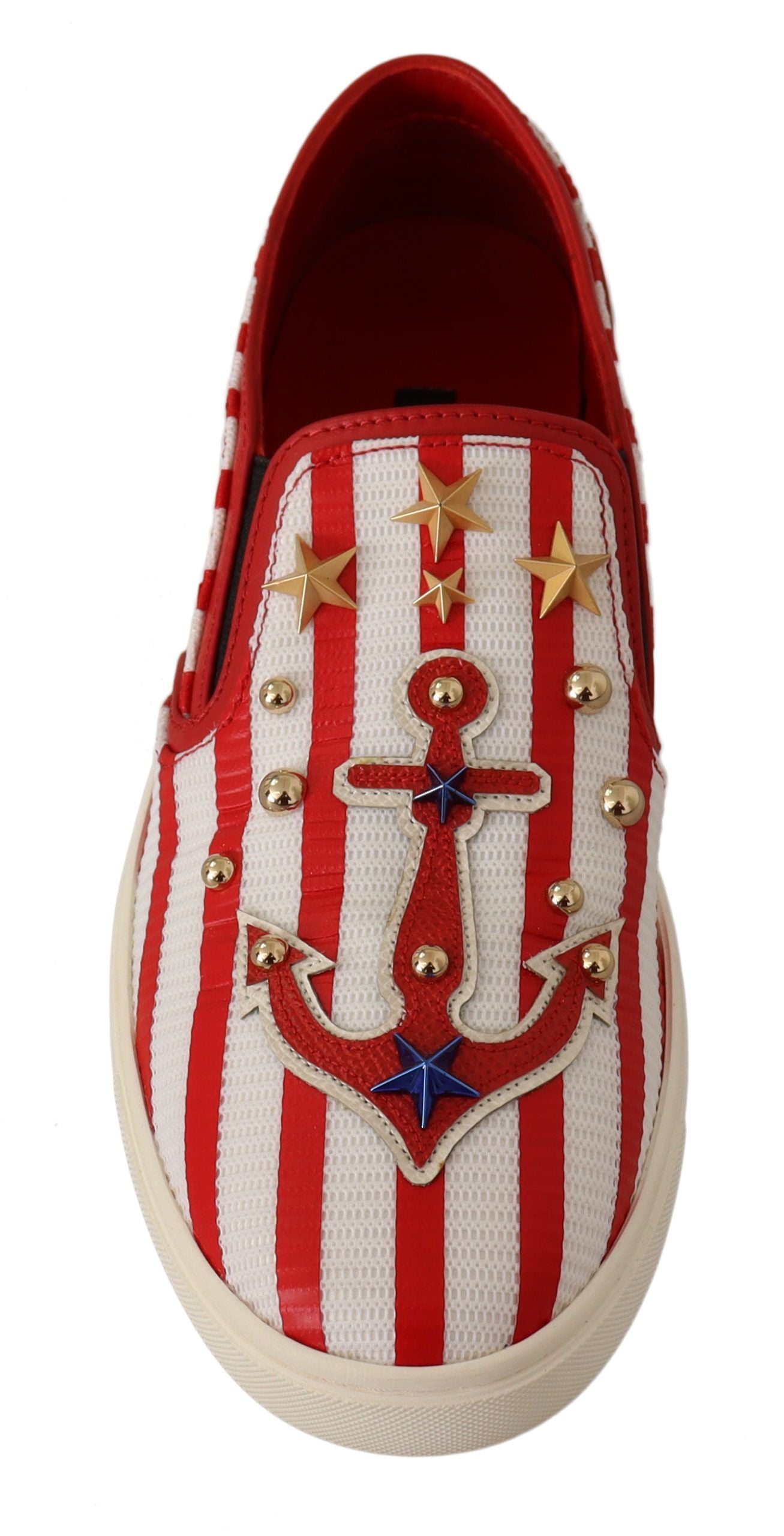 Dolce &amp; Gabbana Mocassins cloutés ancre blanche rouge