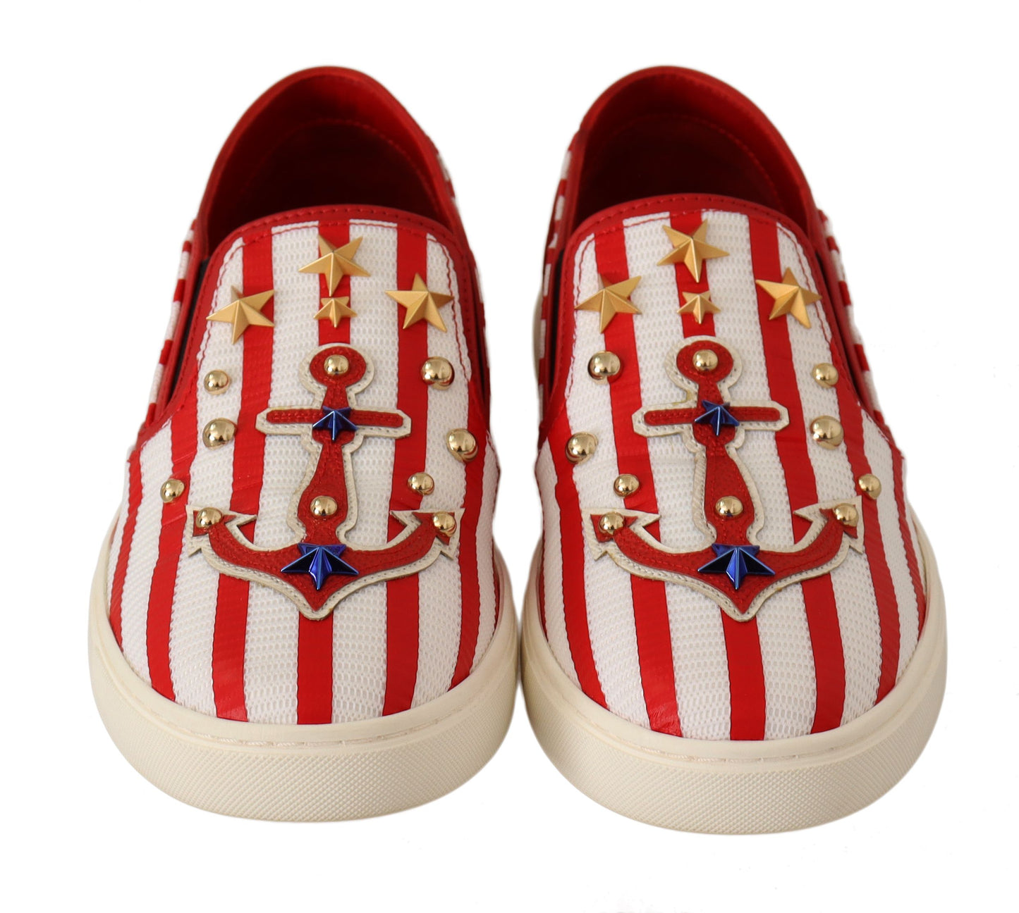 Dolce &amp; Gabbana Mocassins cloutés ancre blanche rouge