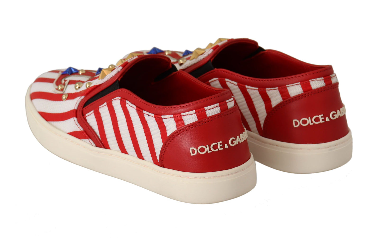 Dolce &amp; Gabbana Mocassins cloutés ancre blanche rouge