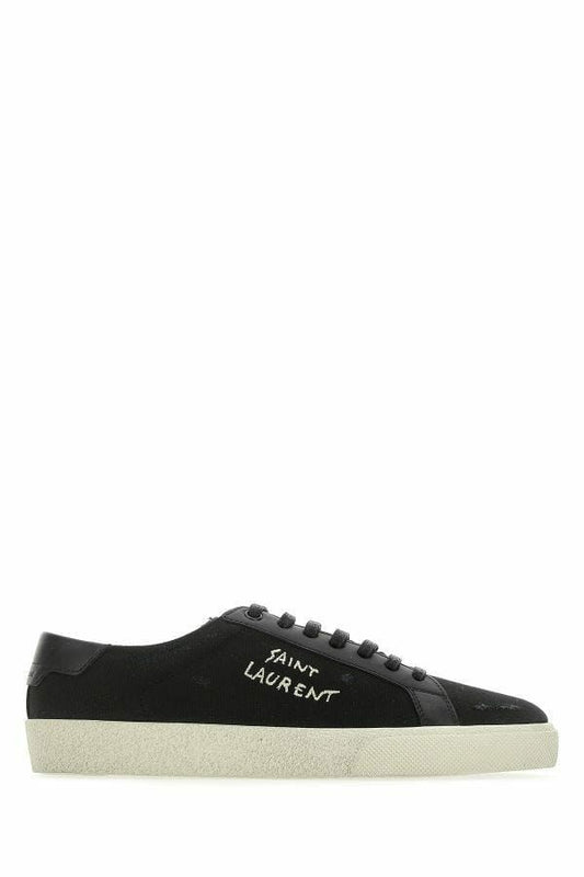 Saint Laurent Baskets basses en toile et cuir noires