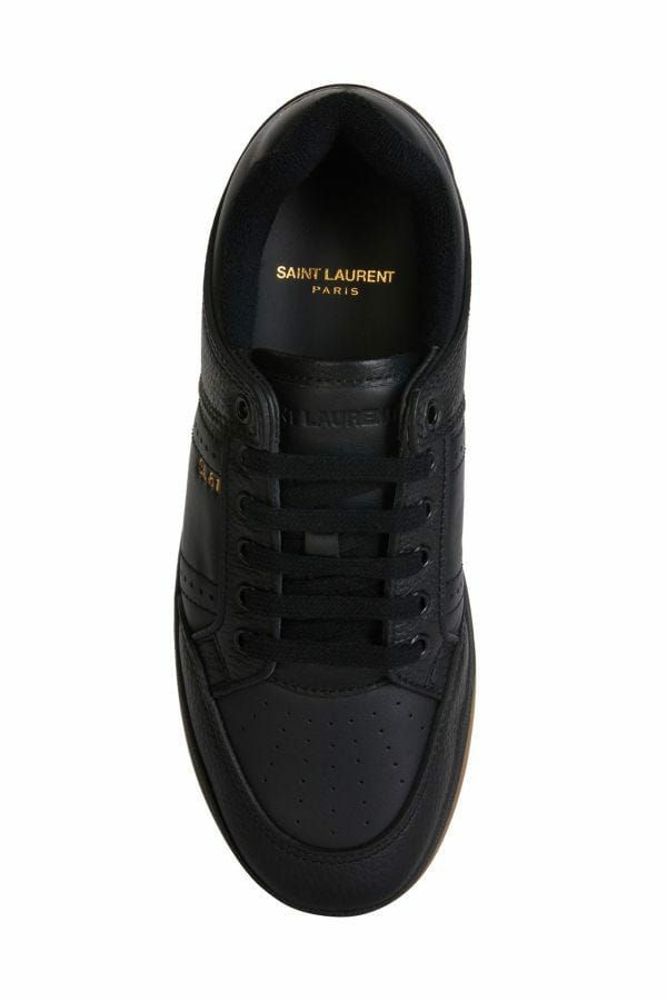 Saint Laurent Low-Top-Sneakers aus schwarzem Kalbsleder