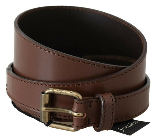 PLEIN SUD Ceinture rustique en cuir véritable marron avec boucle en métal