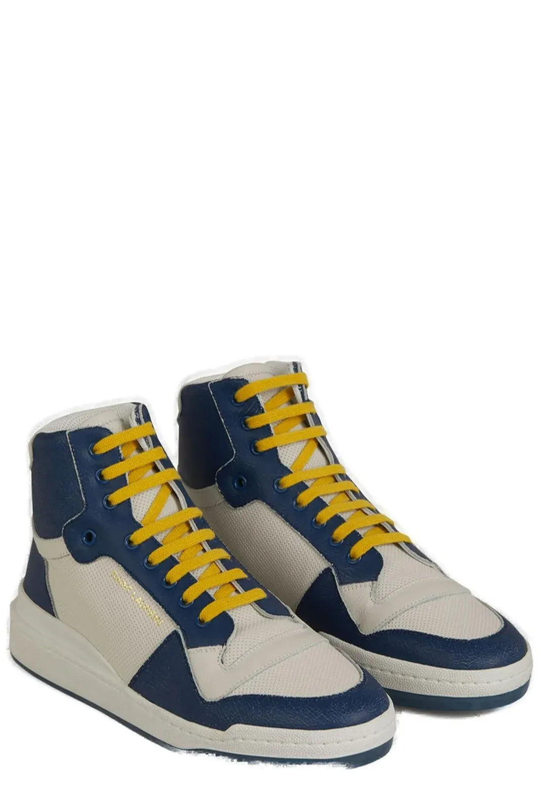 Saint Laurent Baskets mi-hautes en cuir de veau bleu