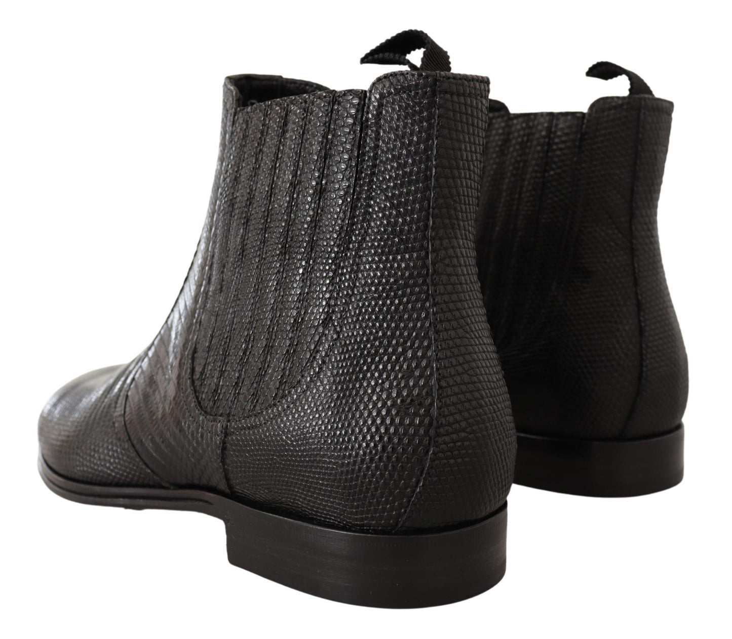 Dolce &amp; Gabbana Bottines en cuir noir en peau de lézard