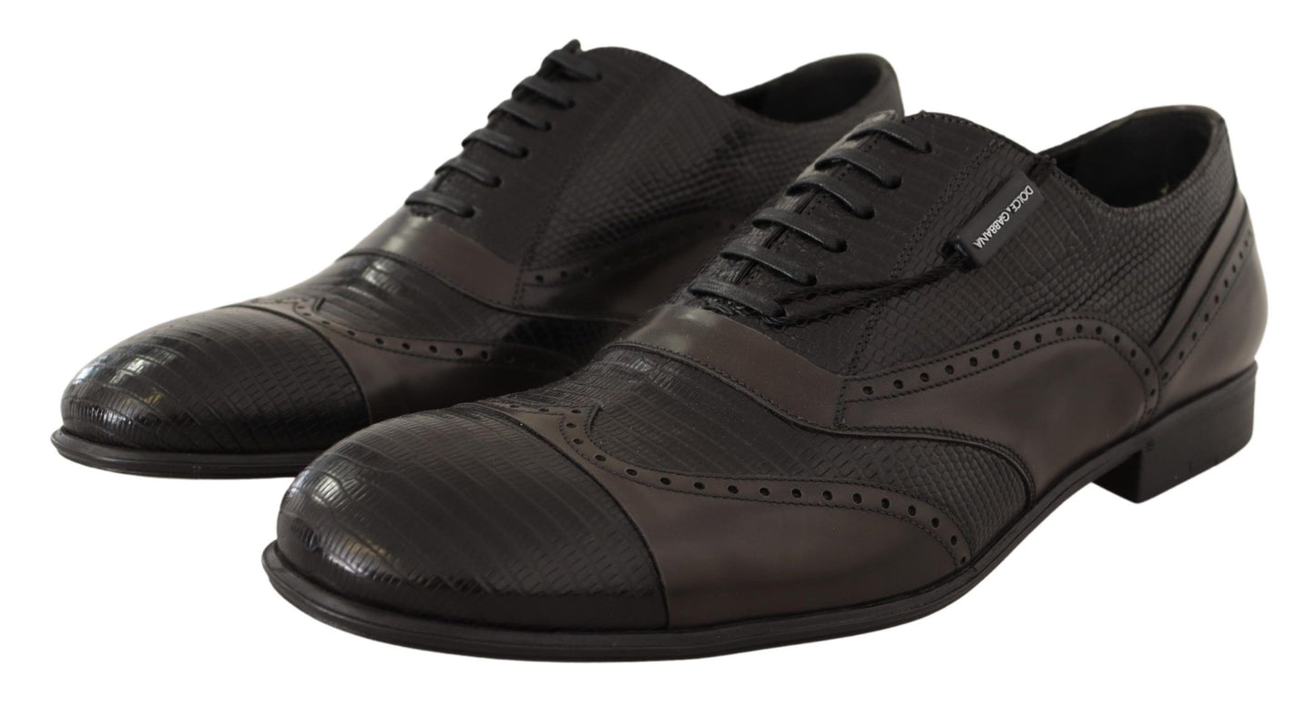 Dolce &amp; Gabbana Chaussures Oxford en cuir de lézard marron