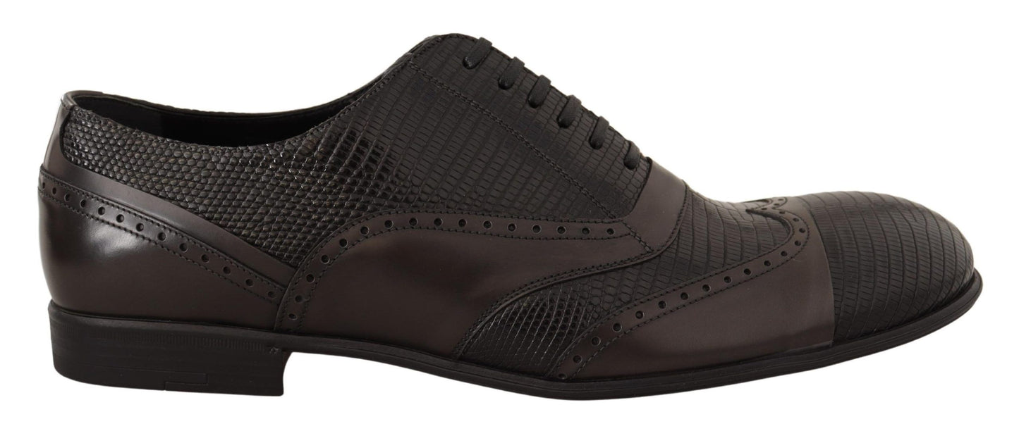 Dolce &amp; Gabbana Chaussures Oxford en cuir de lézard marron