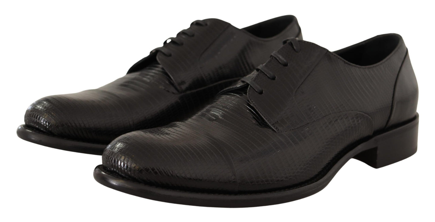 Dolce &amp; Gabbana Chaussures Derby en Cuir Lézard Noir