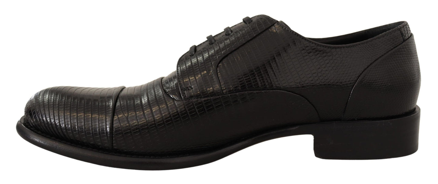 Dolce &amp; Gabbana Chaussures Derby en Cuir Lézard Noir