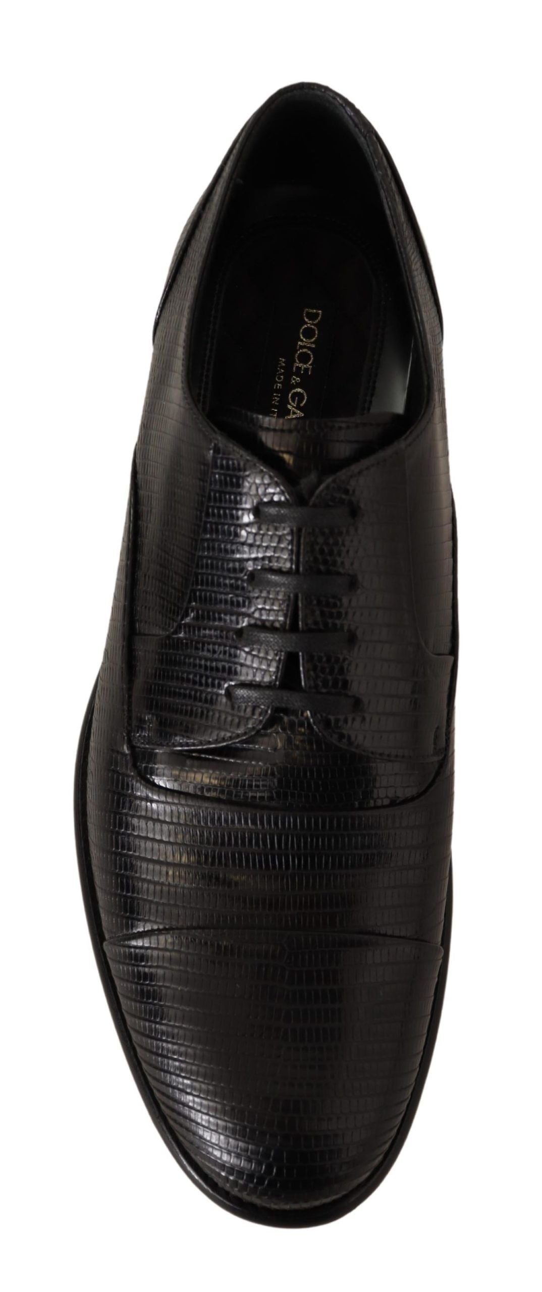 Dolce &amp; Gabbana Chaussures Derby en Cuir Lézard Noir