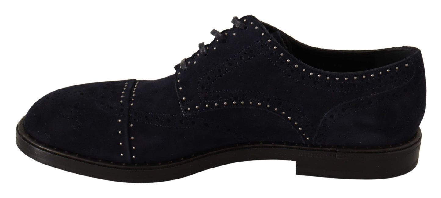 Dolce &amp; Gabbana Chaussures Derby cloutées en cuir suédé bleu