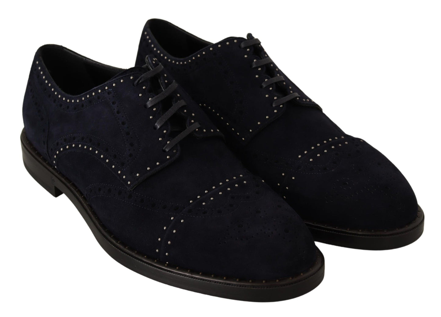 Dolce &amp; Gabbana Chaussures Derby cloutées en cuir suédé bleu