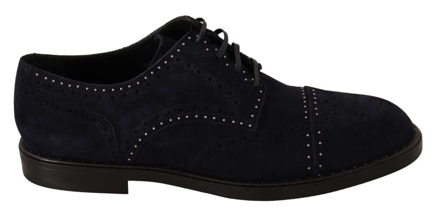 Dolce &amp; Gabbana Chaussures Derby cloutées en cuir suédé bleu