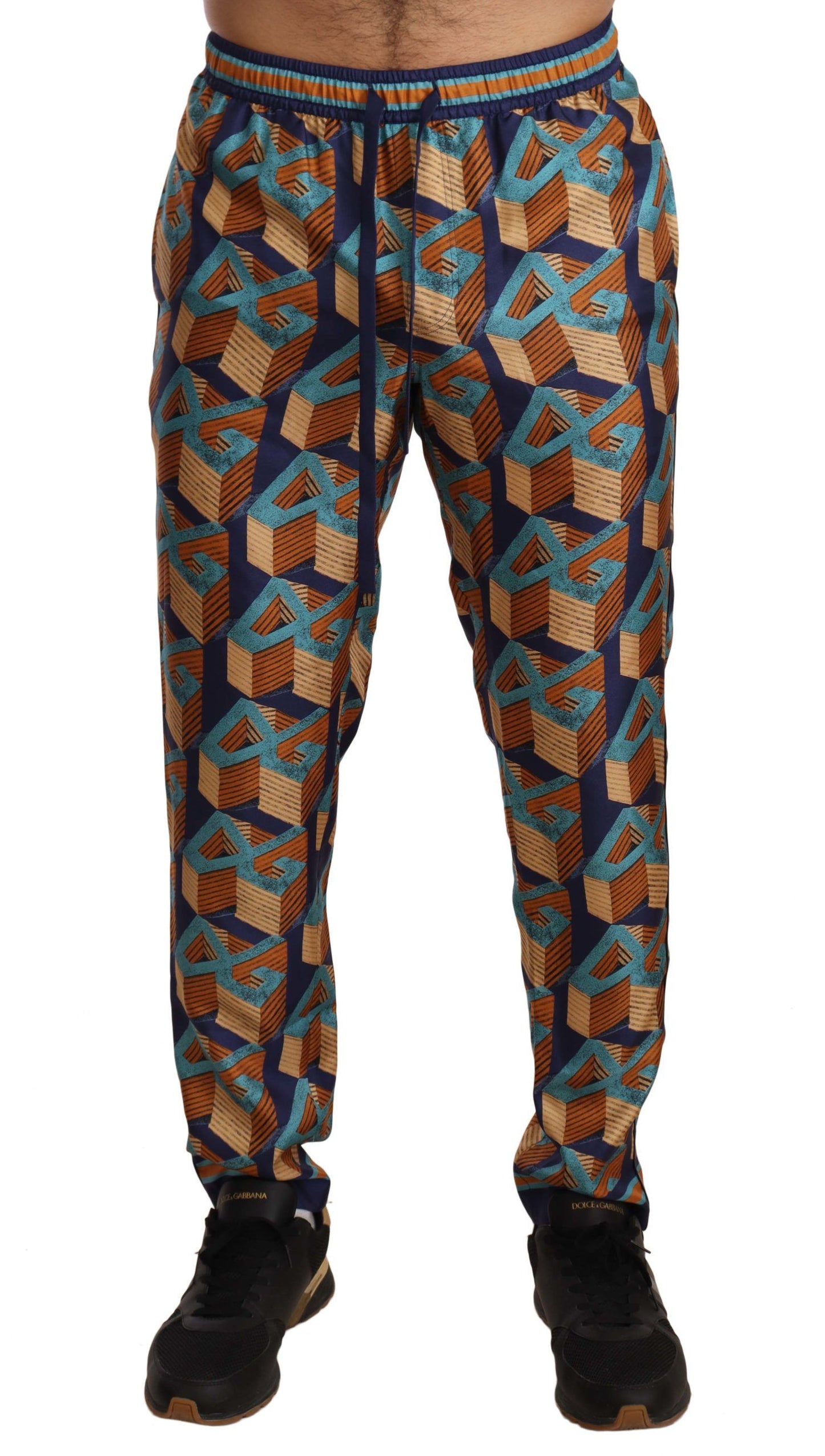 Dolce &amp; Gabbana Pantalon de jogging en soie à motifs multicolores