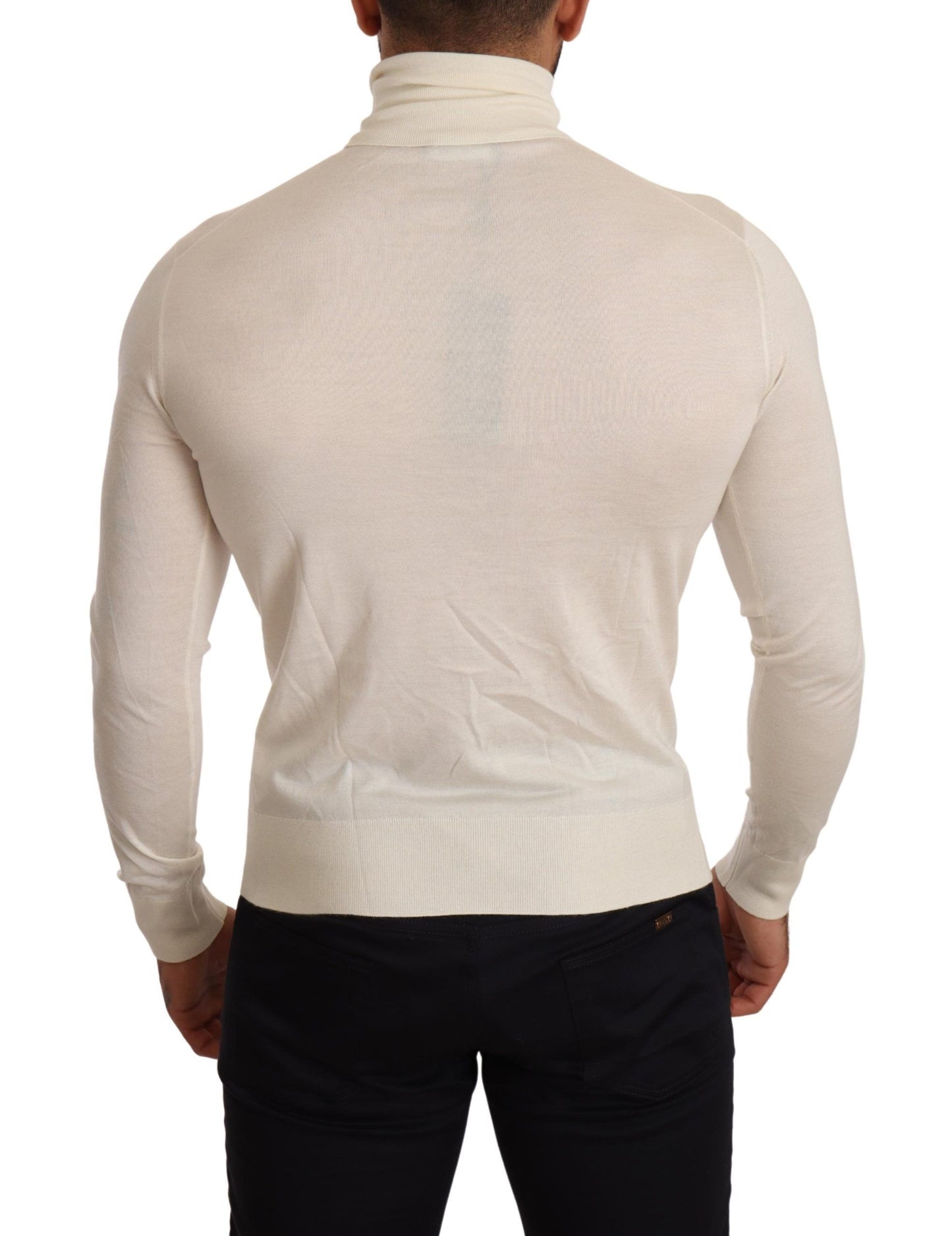 Dolce &amp; Gabbana Rollkragenpullover aus cremefarbenem Kaschmir