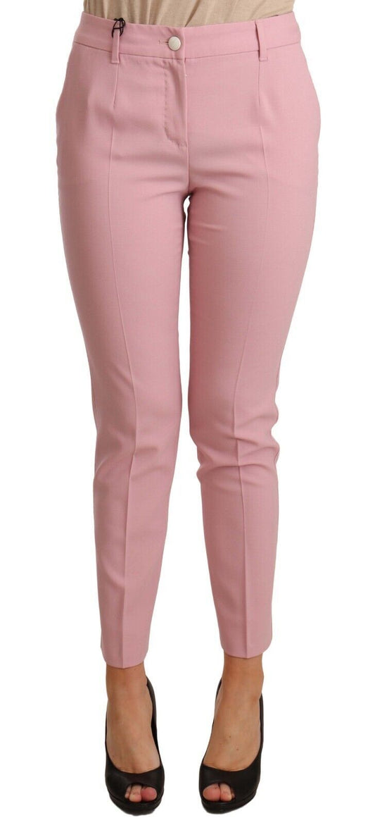 Dolce &amp; Gabbana Pantalon taille haute extensible en laine rose