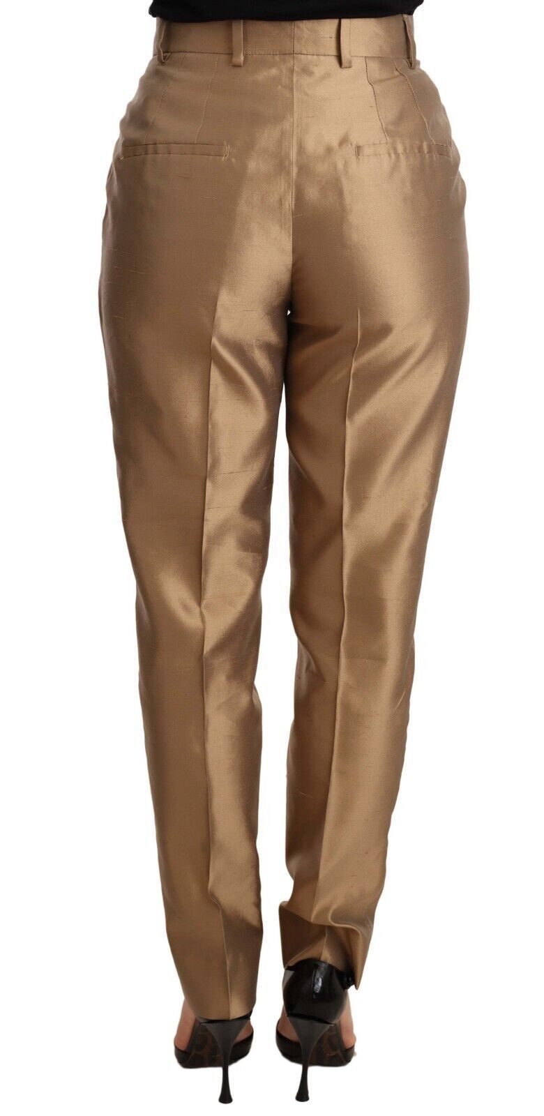 Dolce &amp; Gabbana Pantalon fuselé en soie dorée Pantalon métallisé