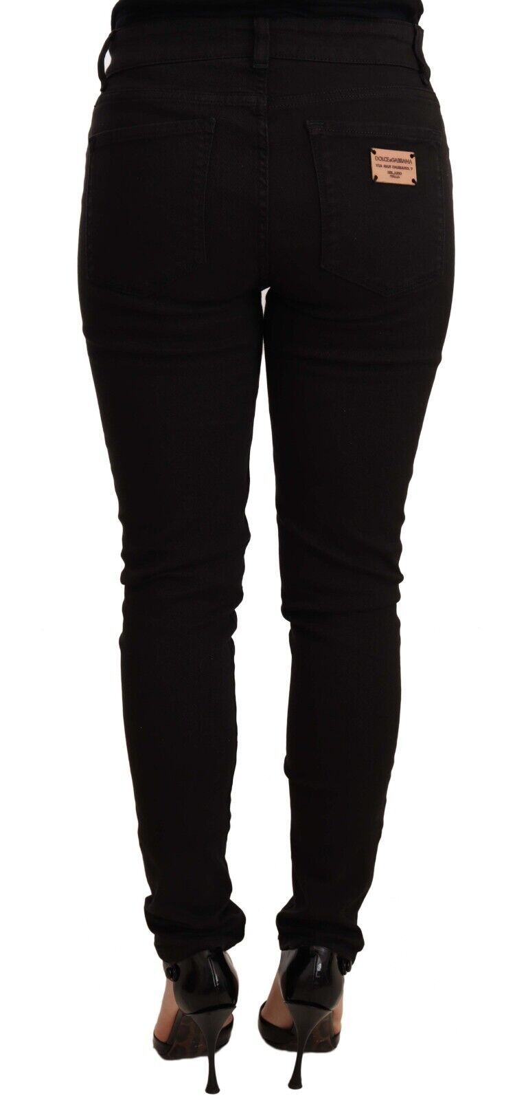 Dolce &amp; Gabbana Jean slim noir en coton denim stretch