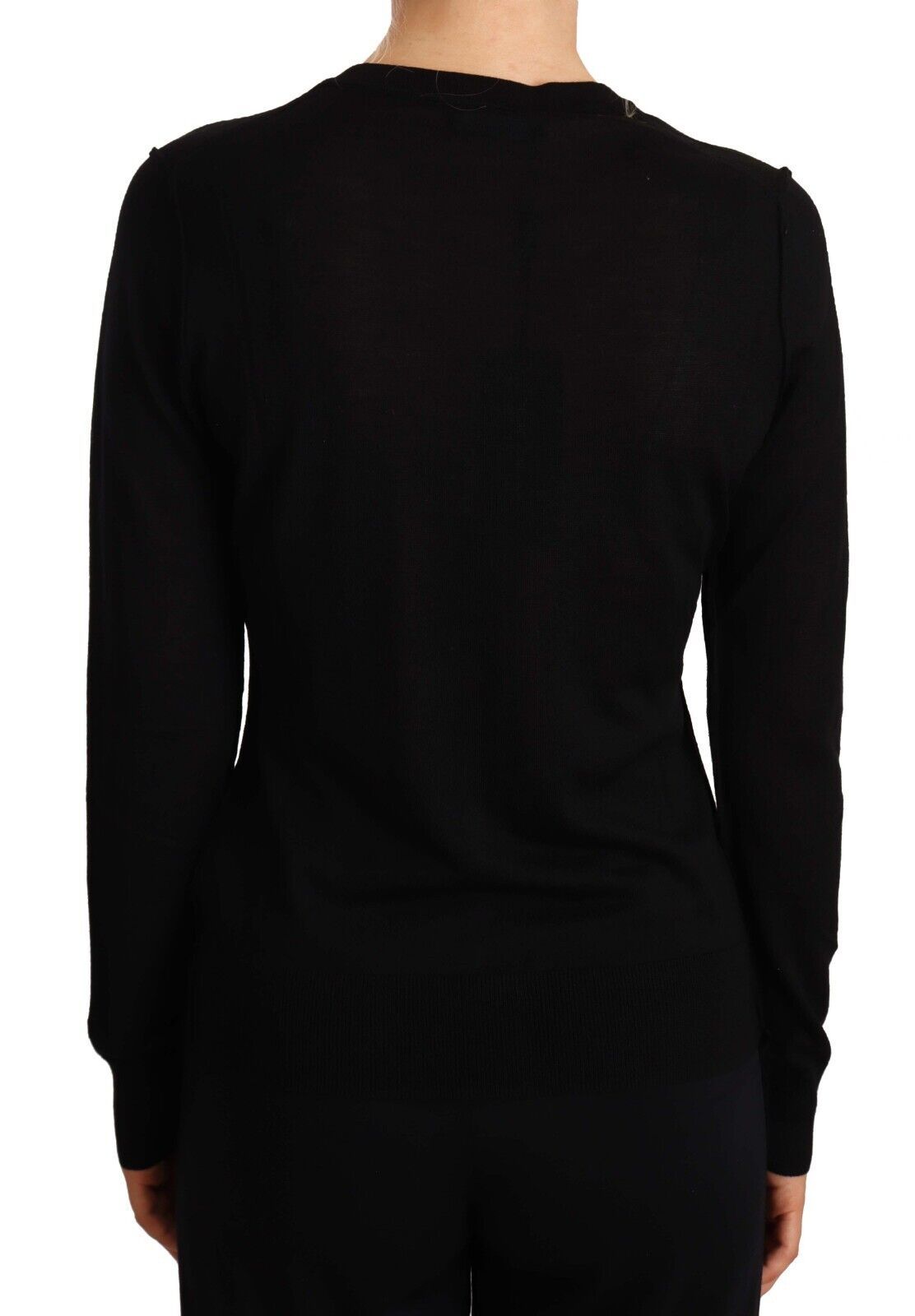 Dolce &amp; Gabbana Schwarzer Rundhalspullover STAFF Pullover Wolle